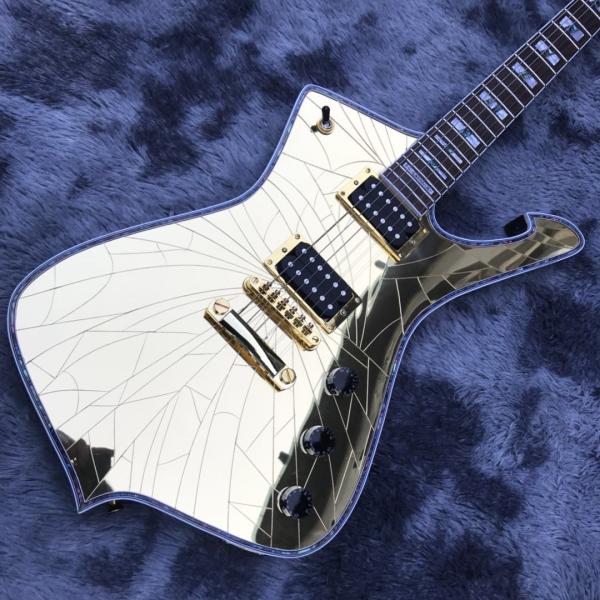 Grand Custom Gold Crack Mirror Paul PS10LTD Guitar Ice Man White Binding Electric Guitar