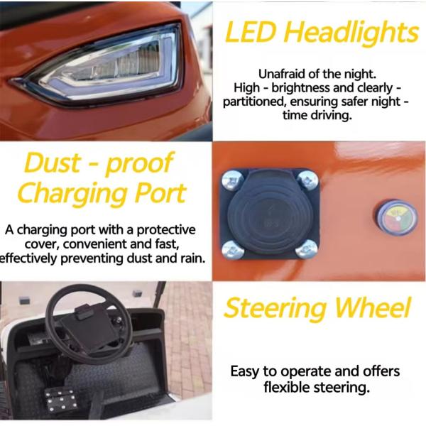 6 Seats Electric Lifted Golf Cart With Lead-acid Battery 8-10 Hours Charge Time 110V AC To DC 48V 20A Smart On-board Charger