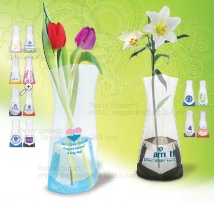 Vinyl Plastic Standup Flower Vase,PVC Plastic Flower Vase With Wonderful Design,Waterproof Foldable Plastic