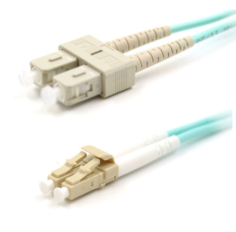OM3 Multimode LC-SC UPC Duplex Fiber Patch Cord LSZH 3m 2.0mm Aqua