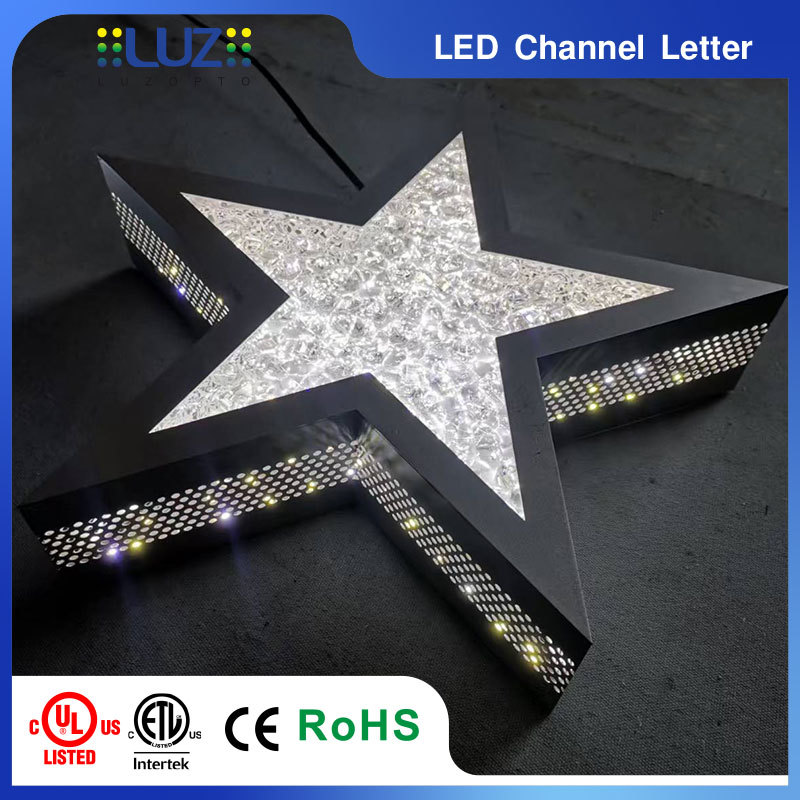 Custom Frontlit Sparkling Acrylic & Perforated Stainless Steel LED Channel Letter Sign
