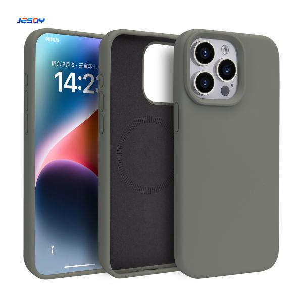 Green / Grey Hard Silicone Phone Case Waterproof Phone Magnetic Case