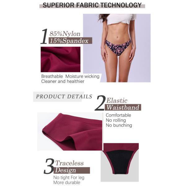 Seamless Teen Period Panties Teenagers Wearing Briefs Laser Cut Low Waist 4 Layers 8 Colors