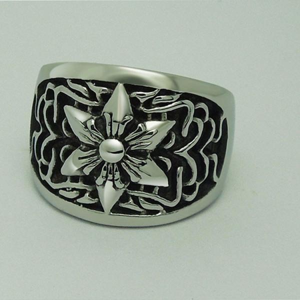 Fashion Men's Vintage Old Titanium Stainless Steel Hexagram Ring (SA336)
