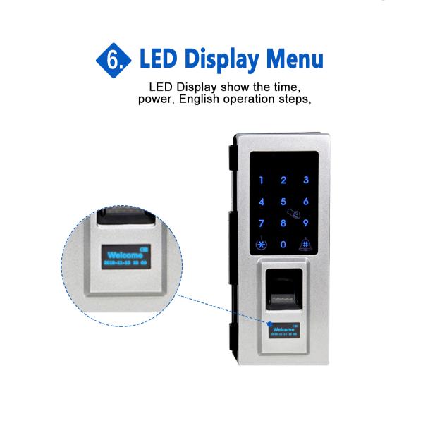 Maneras de cristal de la cerradura de puerta de la entrada de la oficina cuatro de desbloquear el palmo de la batería de larga vida