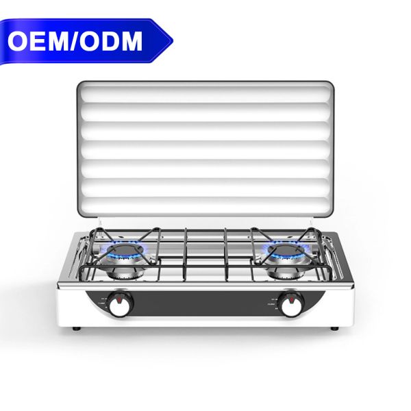 Camping Two Burner Propane Stove Ball Valve 2 Burner Gas Hob LPG NG Long Lasting