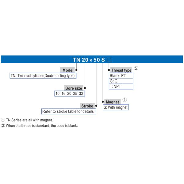Тип цилиндр Airtac воздуха штанги серии TN двойной пневматический удваивает действовать
