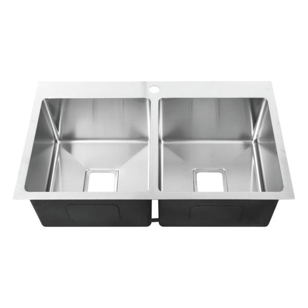 Farmhouse Double Bowl Kitchen Sink Stainless Steel Material With Edge Protection