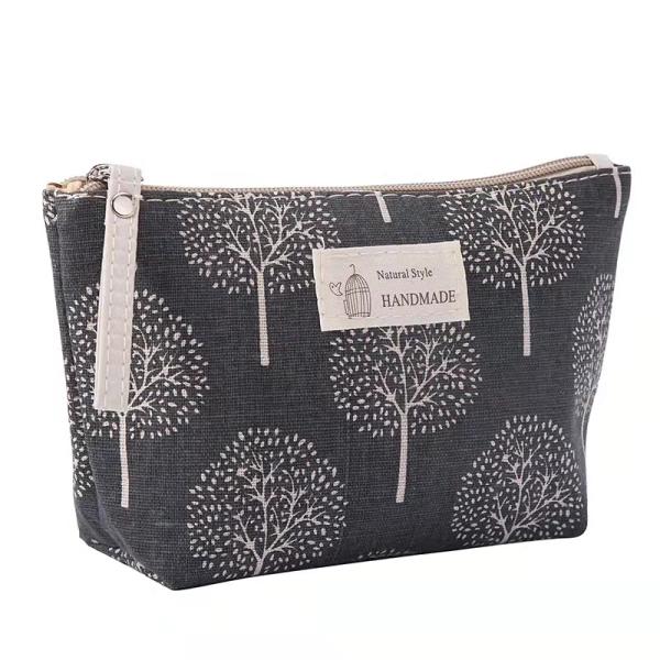 Plane Printing Makeup Canvas Bag , Toiletries fabric zipper bag Cartoon Plant Pattern