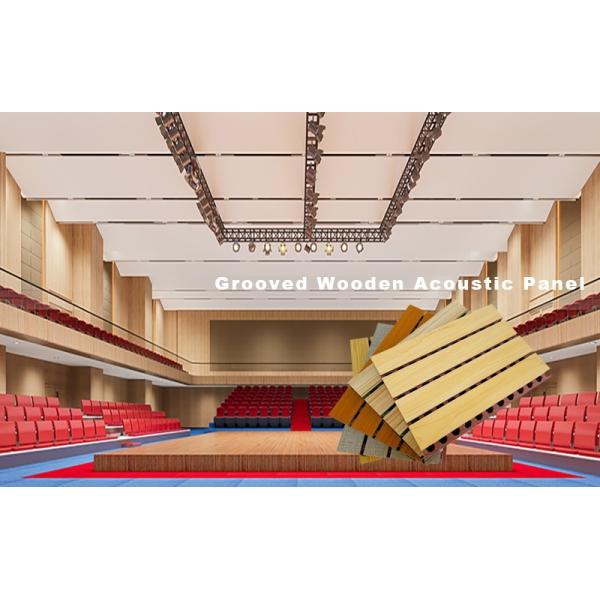 Sound Absorbing Materials Veneer Grooved Wood Acoustic Wall Panel For Conference Room