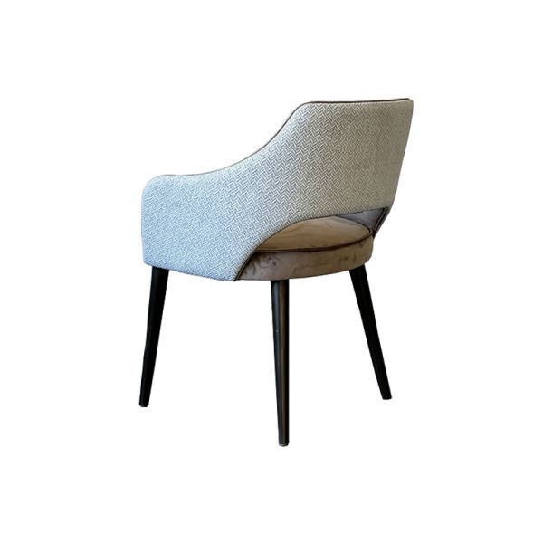 Modern Upholstered Dining Chair with Velvet Seat and Contrast Fabric Back