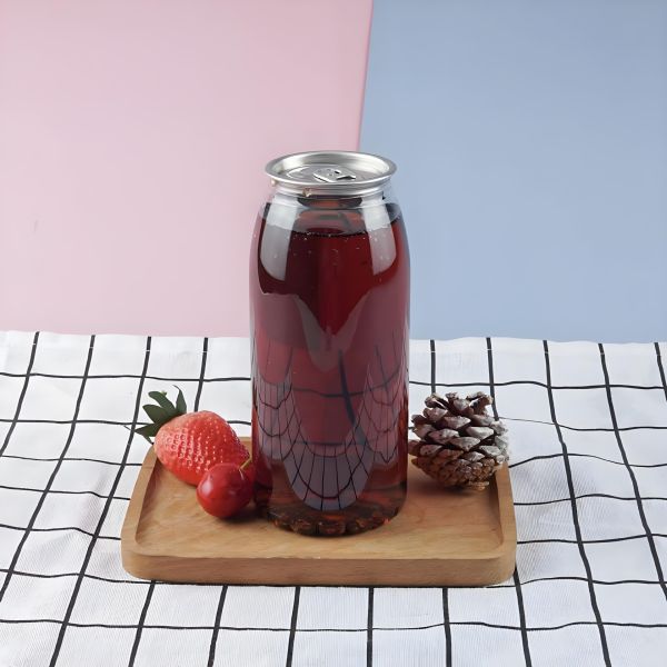 Support logo Transparent Plastic Soda Cans Plastic Sealable Cans Beverage Plastic Cans with Aluminum Lids