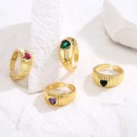 Or réglable de Chunky Rings Diamond Zircon 18K de coeur coloré plaqué