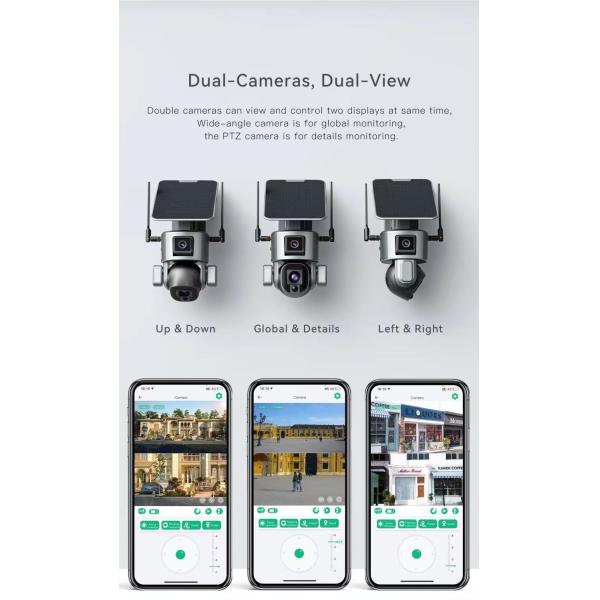 4K Solar Human Double Lens Surveillance Camera with Onboard Storage and Solar Power