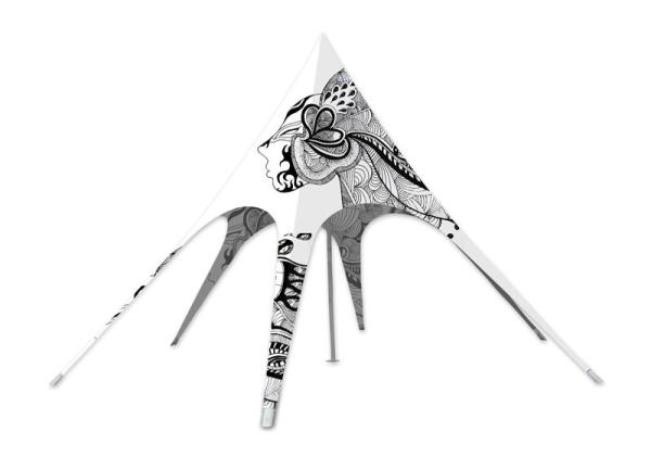 Outdoor Advertising Star Shaped Tent 600D Oxford 3X3M Singe Pole Fire Resistant Sublimation