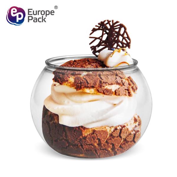 Round ball shape plastic cup dessert pudding,wholesale disposable clear plastic mini dessert cups