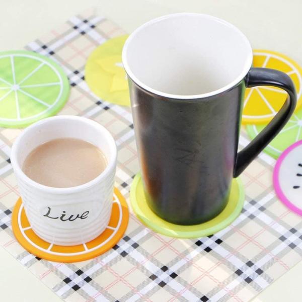 CM-009 Fruit Slice Silicone HEATER Coaster,Colorful Non-Slip Table Cover Pad Cup
