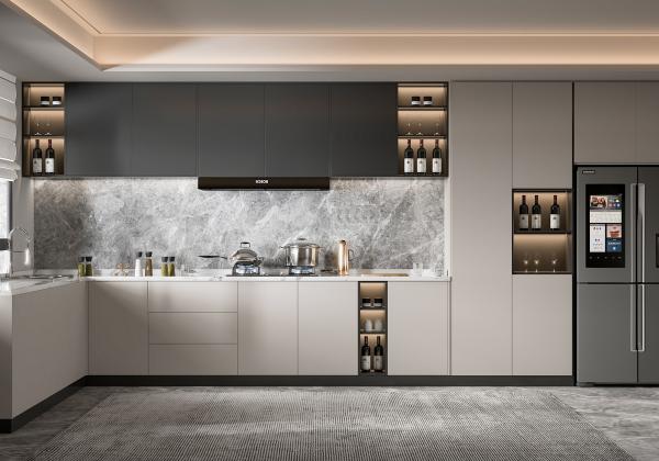 U Shaped Kitchen Cabinets with Self Closing Doors