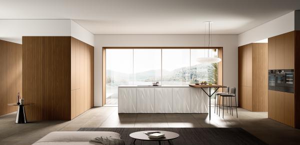 Armários de cozinha brancos clássicos de madeira Mobiliário de cozinha personalizado com mesa de jantar