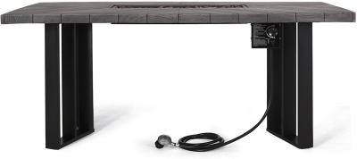 Black Or Dark Gray Rectangular Fire Pit Table Liquefied Petroleum Gas