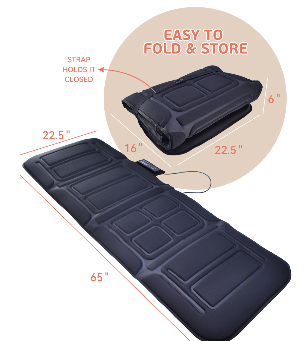 Body Vibration Motors and Therapy Heating Pad Massage Bed Topper Memory Foam Mattress for Adults