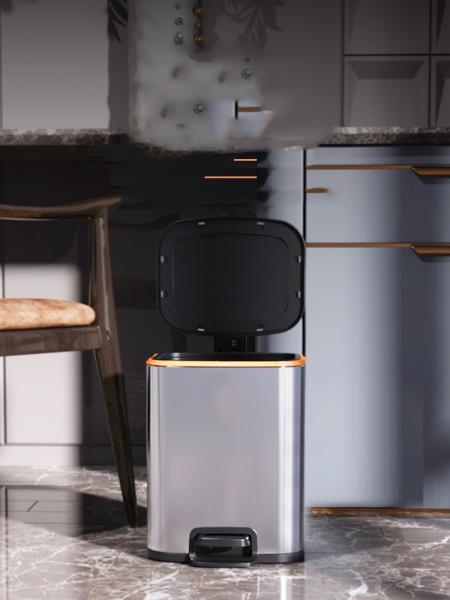 13 Gallon Trash Can Dome Stainless Steel Trash Can for Kitchen Metal Stainless Steel Trash Can