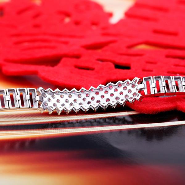 925 Silver Silver Link Bracelet   Clear Cubic Zircon Tennis Bracelet (YAQS005)