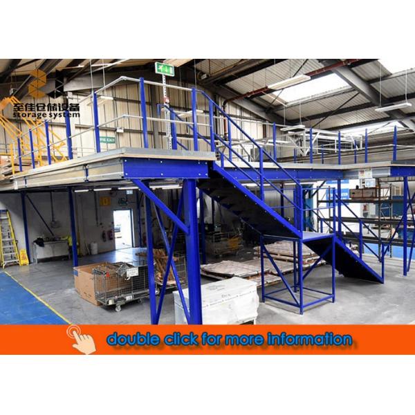 Steel Q235 Industrial Mezzanine Floors , Powder Coating Warehouse Rivet Shelving