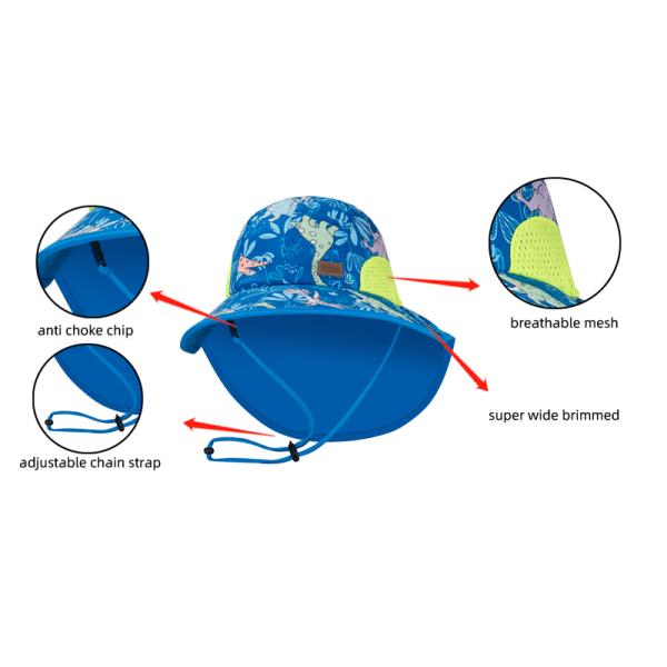 Neck Flap Upf50+ Hat Childrens Wide Brim Hats 43cm 100% Cotton