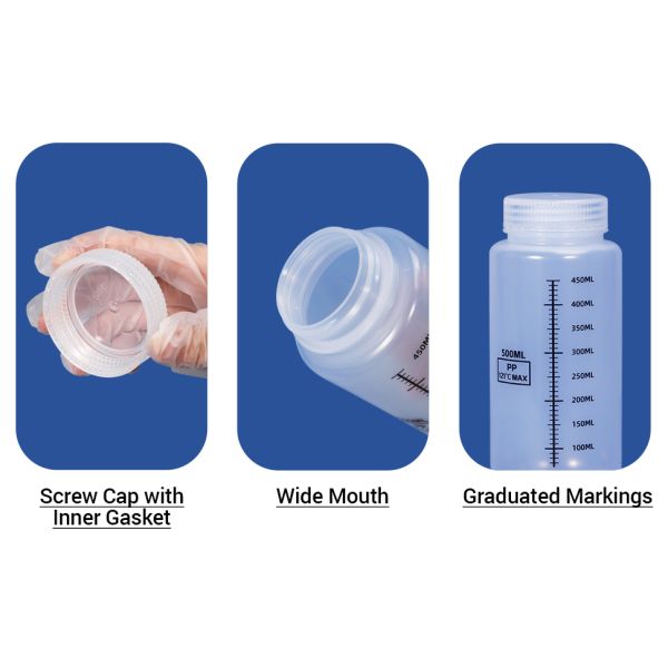 New Design Food Grade PP Clear Plastic Bottle With Scale Line Wide Neck Liquid Container for Chemical