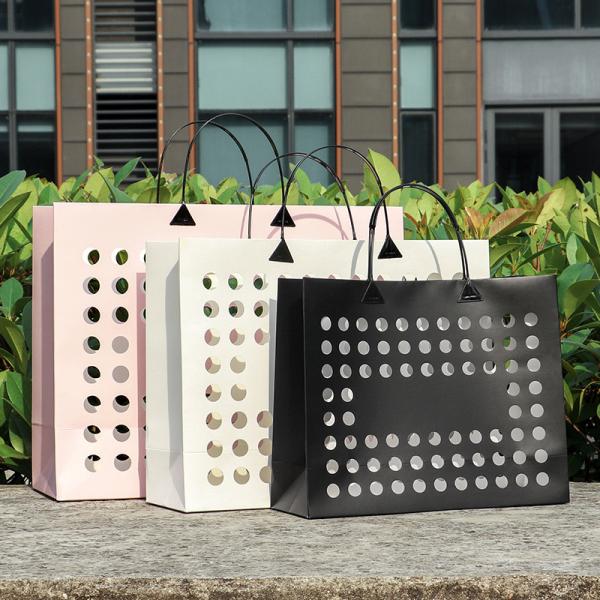 Business Shopping Gravure Printing High End Fashion Luxury Heavy Hollow Out Paper Bags