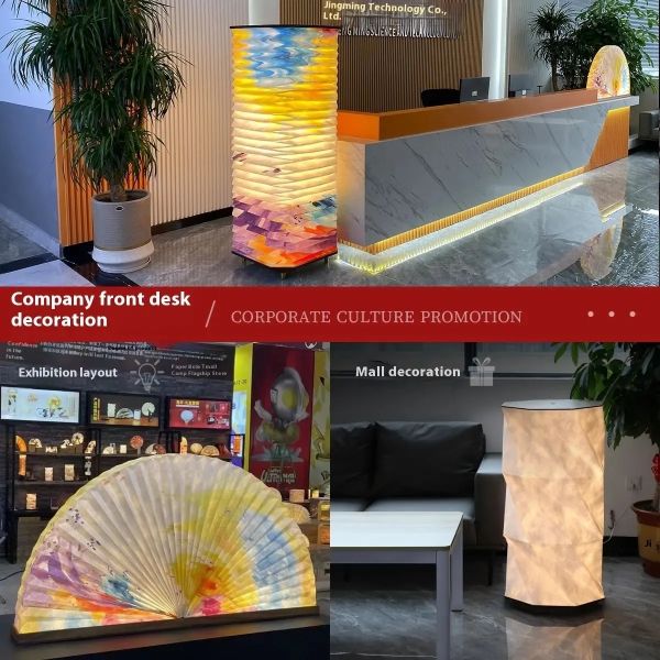 Modern ArtDeco Recyclable Origami Floor Lamp Bluetooth Light Fixture For Supermarket