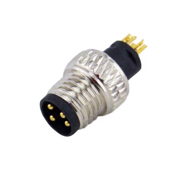 4pole Molded M12 Industrial Connector , Plug Mini M12 Field Wireable Connector