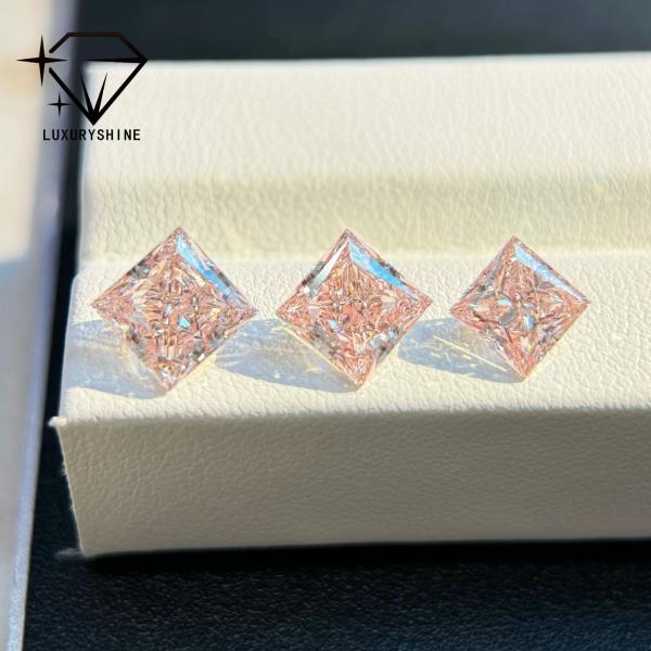 LuxuryShine 1-10CT Princess﻿ Shape Fancy pink Lab Grown Diamond VVS-VS Loose Diamonds Customized jewelry with IGI Certificate