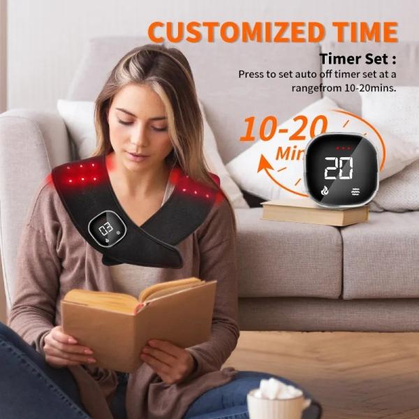 Near Infrared Shoulder Pain Relief Device – Red Light Therapy Pad with Vibration, 660nm & 850nm for Muscle Relaxation & Recovery