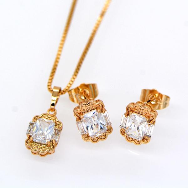 Vintage jewelry Pendants Necklaces Earrings Set For Women 18K Real Gold Plated