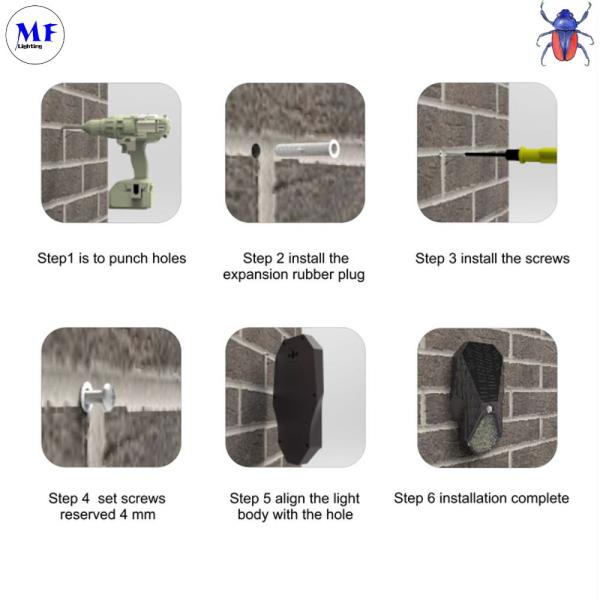 Lámpara solar de pared exterior IP65 de aluminio impermeable LED luz de pared con sensor PIR para VILLA PARK R JARDEN