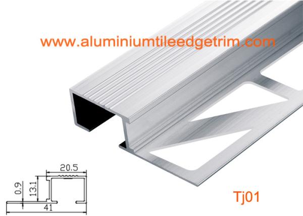 Architectural Aluminum Stair Nosing , Grooved Safety Tread Stair Nosings For Carpet