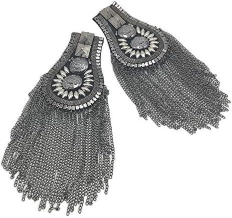 Blazer Shoulder Epaulets Tassel Chain Epaulet Punk Fringe Shoulder Badge Epaulet/Kpop Fringed/Tassel Metal Punk Shoulder Epaulette/Dpikes Brooch