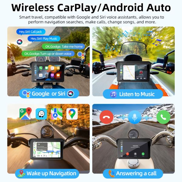 Motorcycle GPS Navigation Systems 5 Inch Motorcycle Carplay GPS Navigation Screen Moto Android Auto Touch Display Quick Easy Removal of Anti-theft