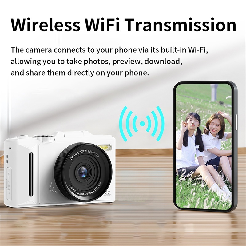 Retro 5K Video Digital Camera With Optical Zoom Anti Shake 3 Inch Flip Screen Vlog CMOS Camera Support External Lens for Vlog