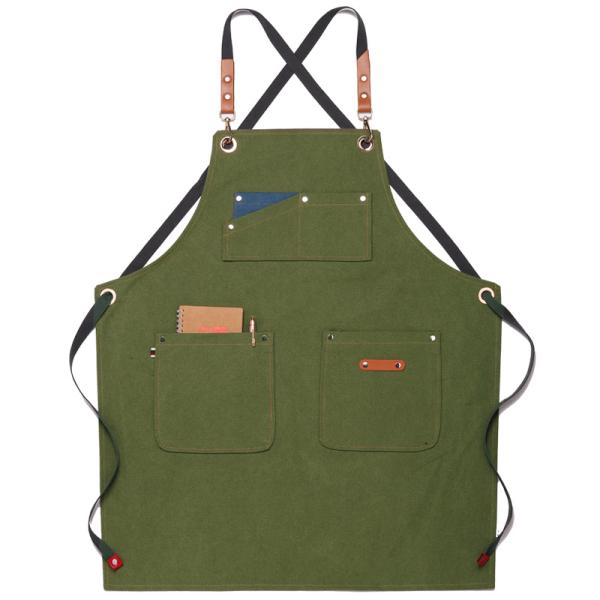 Kitchen Cotton Canvas Aprons With Pocket for Custom Logo Printed Home Restaurant Bar