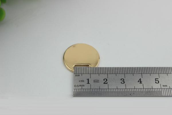 Hanging light gold round shape flat 22 mm width metal logo plate for straps