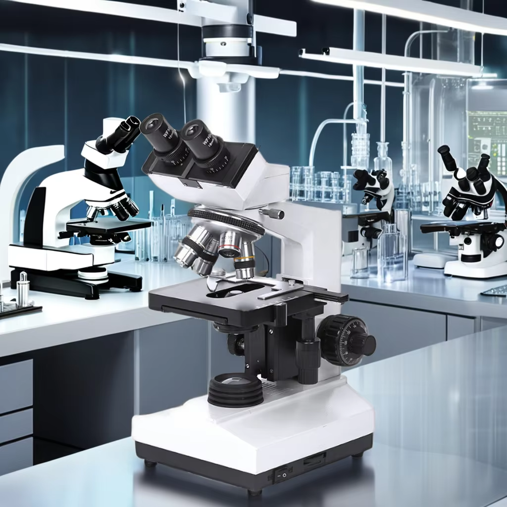 High-Definition Portable Binocular Biological Microscope LED Light Source 4X-100X Magnification Plastic+Metal Construction for