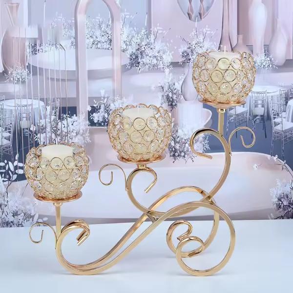 Metal Crystal Candle Holder Christmas 5 Arms Europeans Candelabra