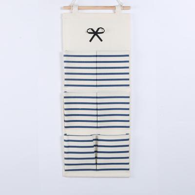 Puting hanging storage bag pockets organizer door wall chest holder customized red blue stripe