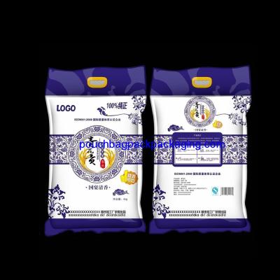 Custom rice bag pack with small handle, high quality plastic bag for packaging 4KG rice