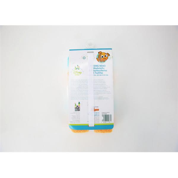 Pure Cotton Fabric Baby Bath Washcloths Blue Orange Color 5pk A Class Standard