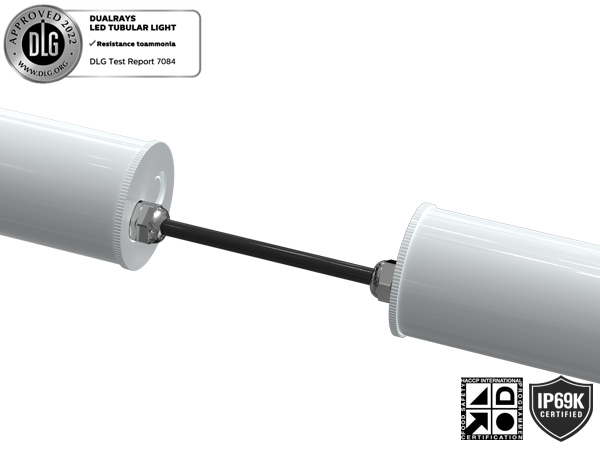 1.5m 60W IP69K IK10 MTB7 Marine LED Tubular Light for Docks and Passageways with 3 or 5 wiring-through linkable and DIP Switchable Power/3CCT/3-Phase Changing