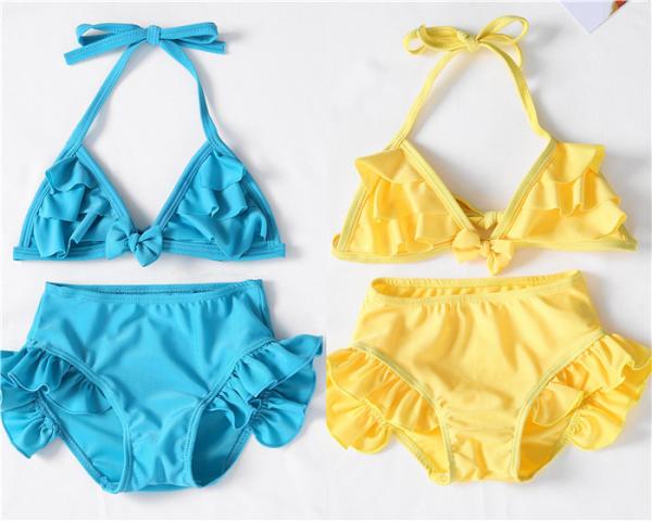 Cute Ruffles Girls Mermaid Tail Swimsuit , Kids Mermaid Bikini Swimwear